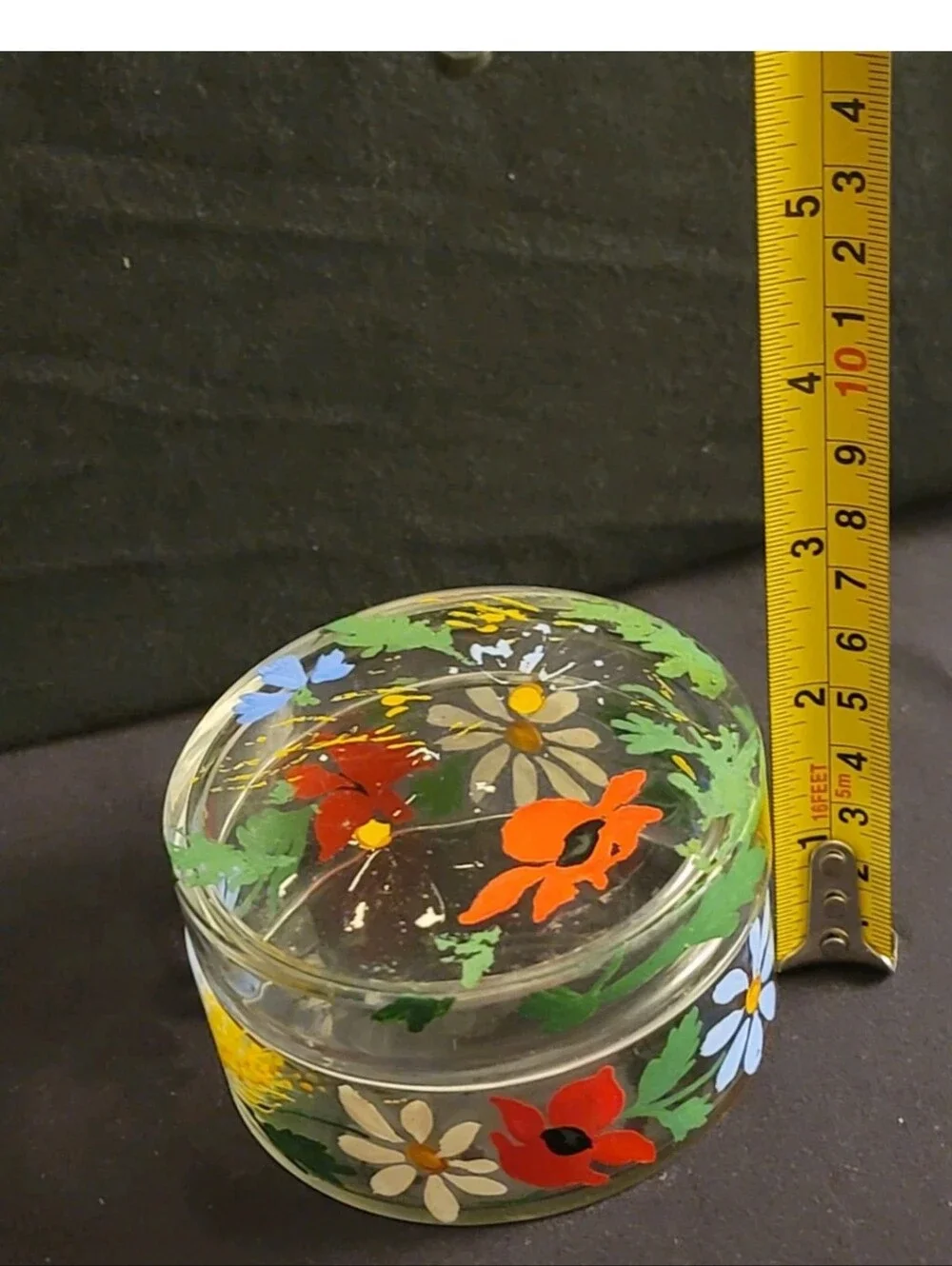 Austrian Handpainted Floral Glass Vanity Set - 3 Pieces, Blue Accents